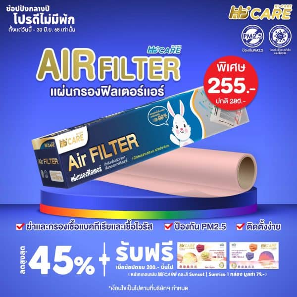 Hi-Care Air Filter แผ่นกรองฟิลเตอร์(สำหรับเครื่องปรับอากาศ) หน้ากว้าง 40 CM. ยาว 250 CM.