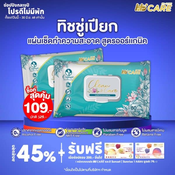 New Arrival 🎉🎉 Hi-Care Clean and Care แผ่นเช็ดทำความสะอาด (ทิชชู่เปียก) 80 แผ่น